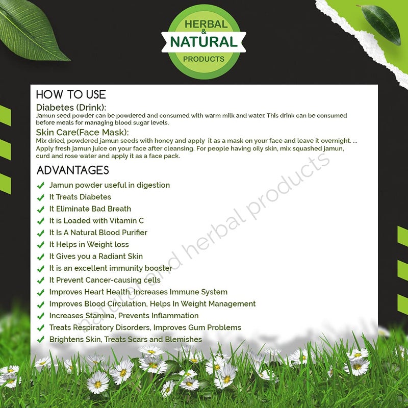 Natural and Herbal Products Fresh Blackberry Seeds PowderJamun SeedsJava PlumJamun Berries For Skin CareFace MaskEvens Skin ToneDiabetesWeightLoss And ImmunityBooster100 GramPack Of 2 - Image 3