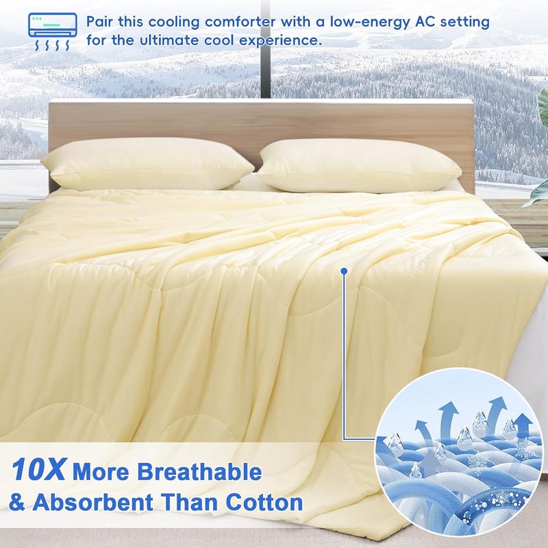 PHF بطانية تبريد PHF توأم للنوم الساخن، بطانية تبريد ناعمة من الجانبين لليالي الحارة تمتص حرارة الجسم، Q-Max>0.5 Arc-Chill خفيفة الوزن لراحة الصيف الباردة، 60"x80"، لمسة عاجية - Image 3