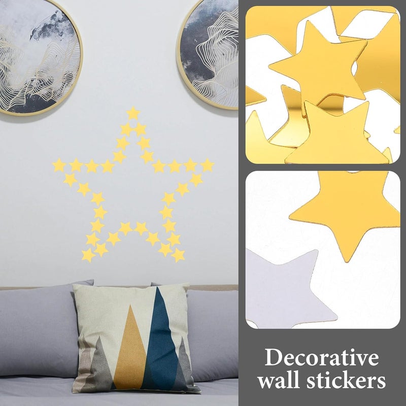 Homoyoyo 100pcs Gold Acrylic Mirror Wall Sticker Star Decals Self-Adhesive 3cm Stars for Bedroom Living Room Decorative Wall Art - Image 4