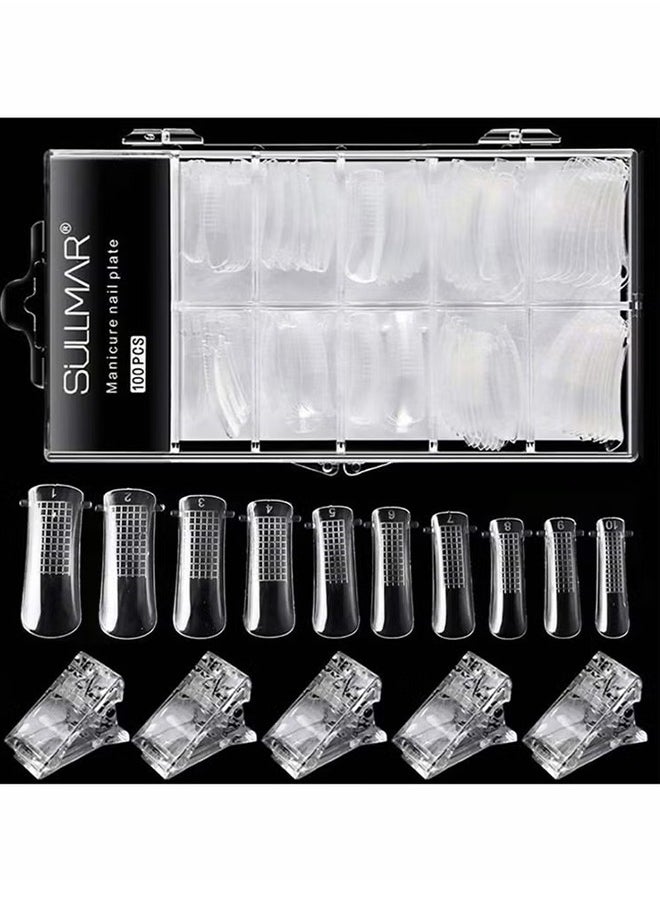 SULLMAR Poly Gel Quick Building Nail Tips Clip, with 100 Pcs Nail Moulds for Quick Building Polygel Nail Extension Set Extension Clip Clamp Extension UV LED Builder DIY Manicure 10 Pcs  - Image 1