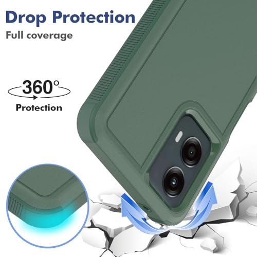 yuanming for Moto G 5G 2024 Case, [Military Grade Drop Tested] with Screen Protector, Dual Layer Protective Heavy Duty Cell Phone Cover Non-Slip Shockproof Case for Motorola Moto G 5G 2024 (Dark Green) - Image 3