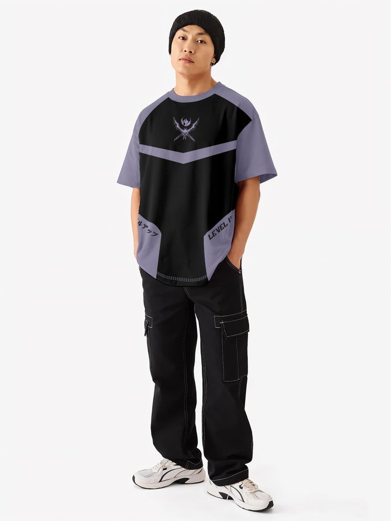crazymonk Men Cotton Jin Woo X Shadow Monarch Solo Leveling Printed Anime Oversized T-Shirt - Multi Color - XXL - Image 3