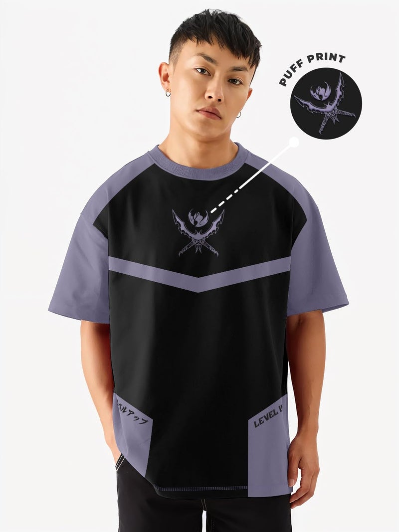 crazymonk Men Cotton Jin Woo X Shadow Monarch Solo Leveling Printed Anime Oversized T-Shirt - Multi Color - XXL - Image 2