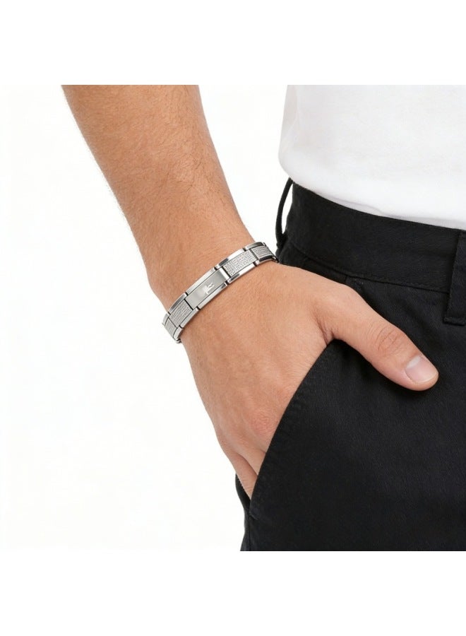 Men's Stainless Steel Bracelet Classic Fashion Bangle Perfect For Daily Wear Birthday Gift For Men - Image 3