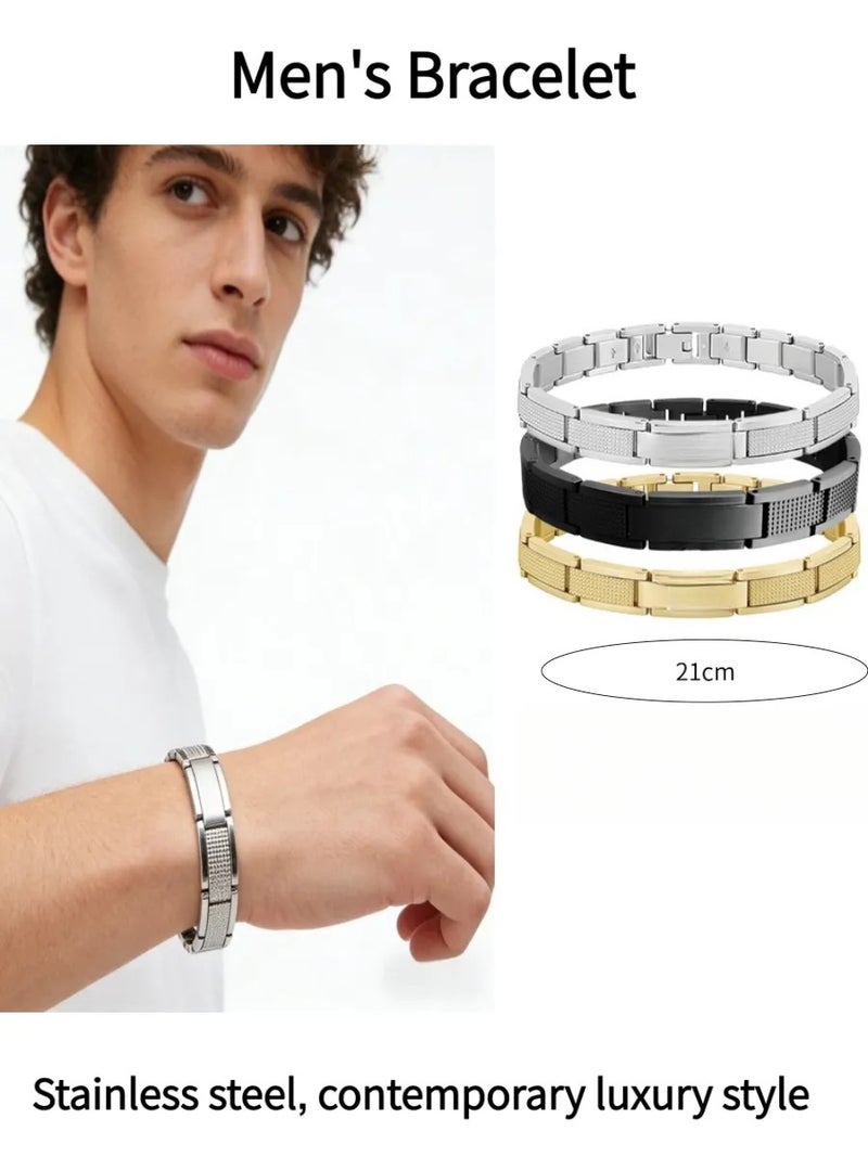Men's Stainless Steel Bracelet Classic Fashion Bangle Perfect For Daily Wear Birthday Gift For Men - Image 2