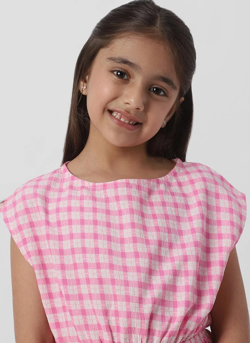 Nautinati  Nautinati Girls Cotton Textured Fabric Gingham Checked Jumpsuit with Bow Detail for Women | Best Price UAE