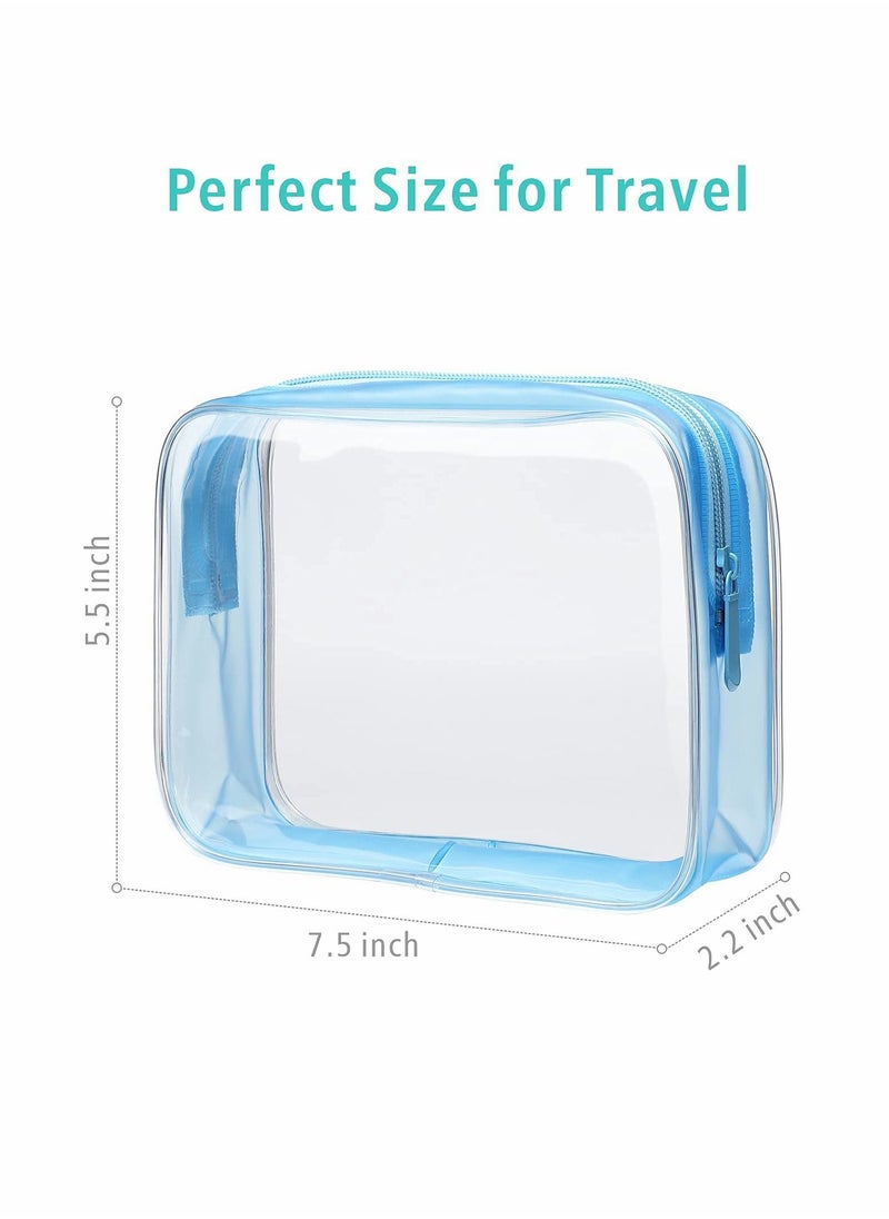 KASTWAVE - Clear Toiletry Bag, 3 Pack Travel Clear Cosmetic Bag for Women Men Quart Size Bag, Carry on Airport Airline Compliant Bag, Black, White, Blue - Image 1