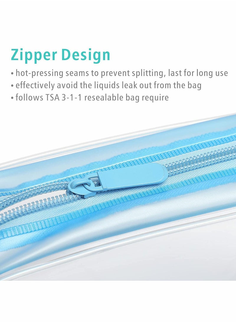 KASTWAVE - Clear Toiletry Bag, 3 Pack Travel Clear Cosmetic Bag for Women Men Quart Size Bag, Carry on Airport Airline Compliant Bag, Black, White, Blue - Image 1