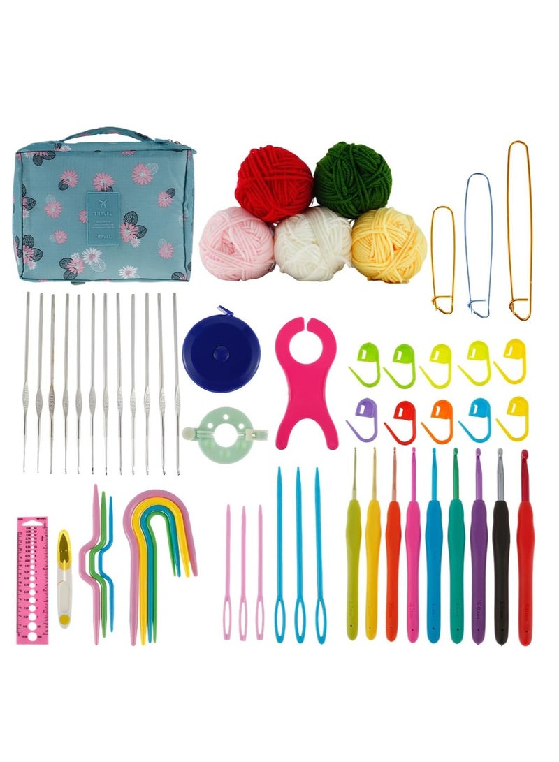 59 Pcs Crochet Hooks Kit for Beginners Adults, Knitting Starter Kit for Adults Ergonomic Soft Grip Handle Crochet Tools, DIY Weave Yarn Kits with Carry Bag, Travel Knitting Crochet Supplies - Image 2
