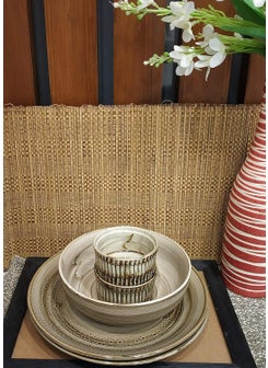 Caffeine Caffeine Ceramic Handmade Brown Wooden Combo Dinner Set (5 pcs.)  - Image 2