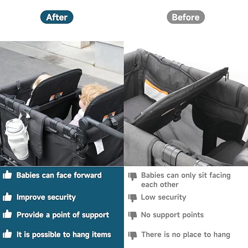 Viotiin Forward-Facing Bus-Style Seating Upgrade Stroller Wagon Support Bar Compatible with Wonderfold W4 Elite/Luxe (4 Seater), Wonderfold Wagon W4 Accessories for Kids, Removable & Easy to Install. - Image 4