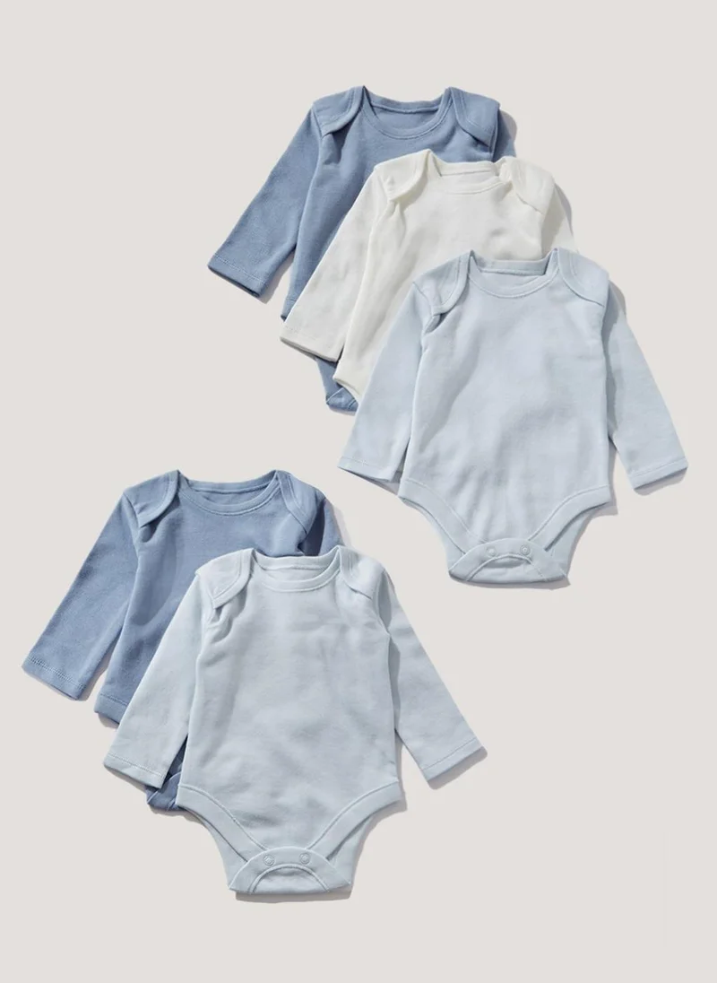 Matalan Baby 5 Pack Long Sleeve Bodysuits