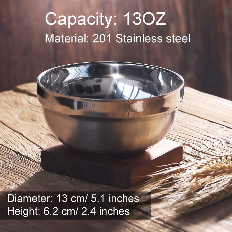 Satinior 6 Pack Stainless Steel Bowls For Kids And Adults Stainless Steel Cereal Bowls Double-Walled Insulated Bowl Metal Snack Bowl(13 Oz) - Image 4