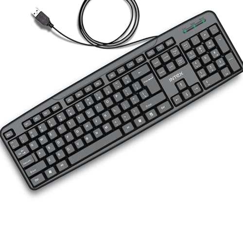 Intex Corona-G Wired Keyboard with 8 Million Clicks| Anti-Slip | Durable and Strong ABS Material | Retractable Stand | UV Coated Keys | 1.2m Cable (Black) - Image 1