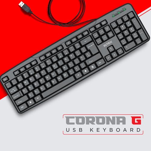 Intex Corona-G Wired Keyboard with 8 Million Clicks| Anti-Slip | Durable and Strong ABS Material | Retractable Stand | UV Coated Keys | 1.2m Cable (Black) - Image 2