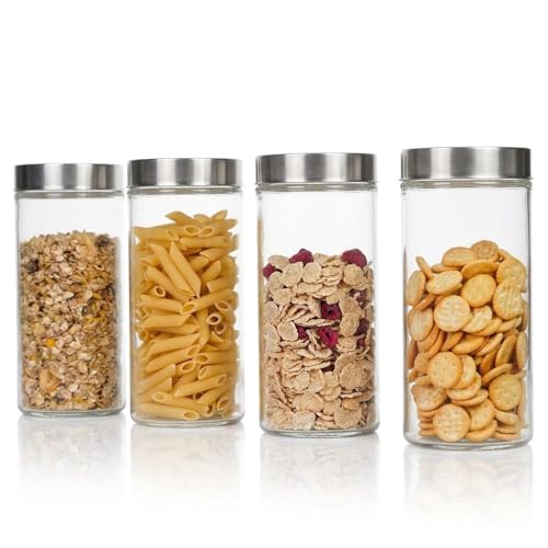 ISKO® | Borosilicate Glass Jar | with Steel Cap | 1000ML | Heat resistant |microwave safe | Dish washer | Set of 4 Pcs - Image 1