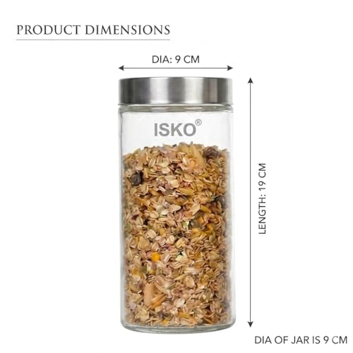 ISKO® | Borosilicate Glass Jar | with Steel Cap | 1000ML | Heat resistant |microwave safe | Dish washer | Set of 4 Pcs - Image 2