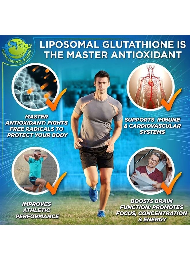 Supplements Studio - Liposomal Glutathione 500mg Made with Organic Whole Foods - Glutathione Liposomal Supplement for Maximum Absorption - Master Antioxidant & Detoxifier - Immune & Cardiovascular Support - 120 count - Image 1