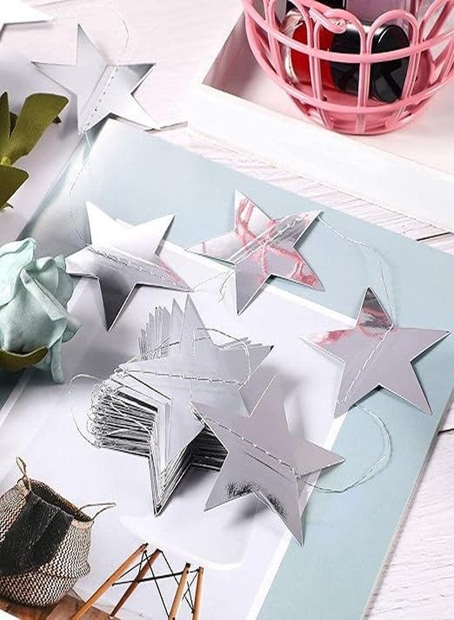 Happy Space - 13feet Shiny Silver Paper Star Garland/Banner/Bunting Decoration, Backdrop for Birthday, Wedding Shower, Baby Shower, Christmas Decoration. (Star Garland- Silver-, Pack of 1) - Image 3
