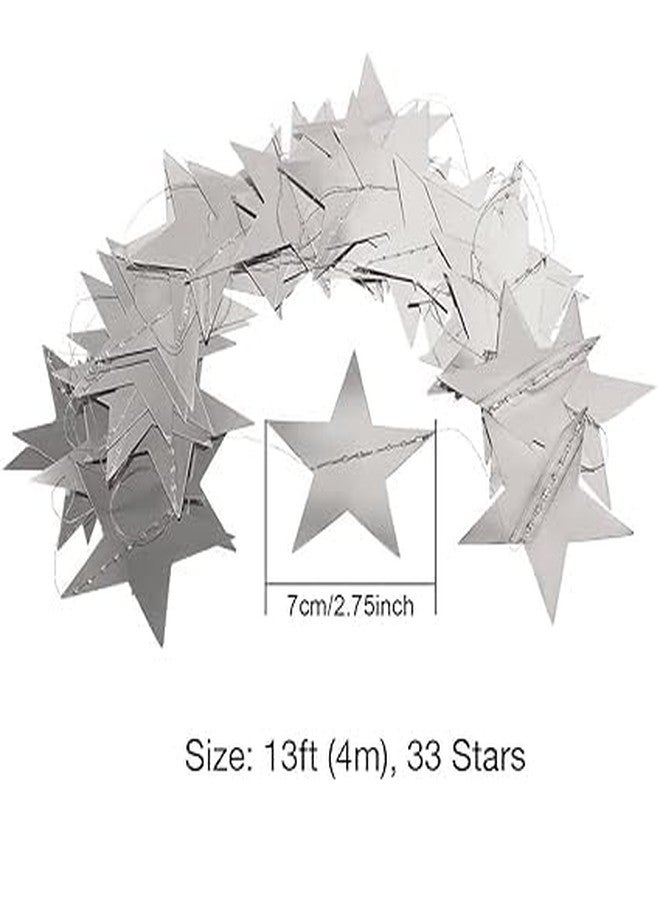 Happy Space - 13feet Shiny Silver Paper Star Garland/Banner/Bunting Decoration, Backdrop for Birthday, Wedding Shower, Baby Shower, Christmas Decoration. (Star Garland- Silver-, Pack of 1) - Image 2