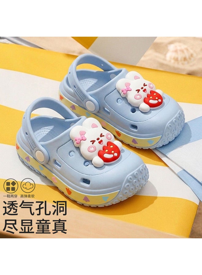 Cartoon Rabbit Children's Closed-toe Slippers, Cute Home Slippers For Kids, Outdoor Sandals For Young Girls, Baby Clogs