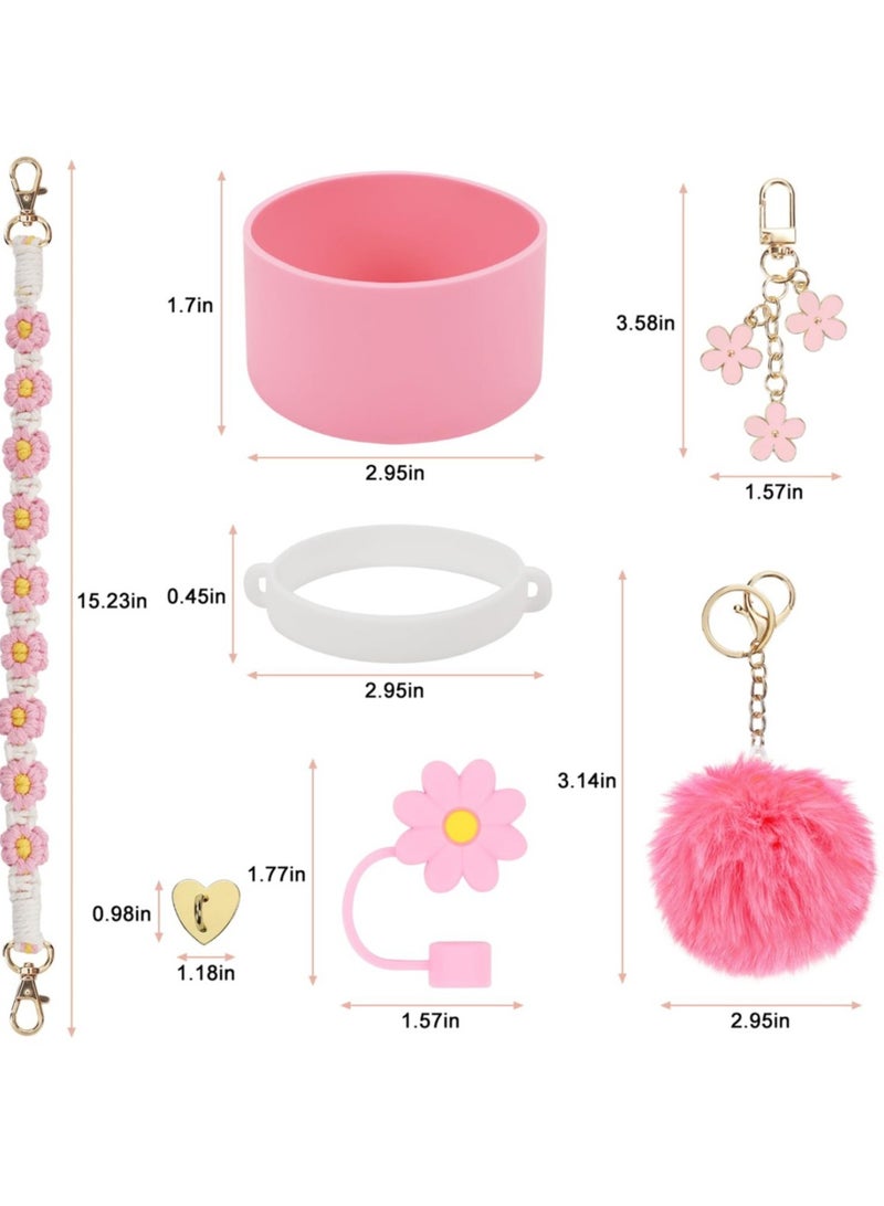 Stanley Cup Accessories Set, Water Bottle Handle Strap, Silicone Cover for Stanley Cup, Stanley Charms for 40oz Stanley Cup - Pink - Image 4