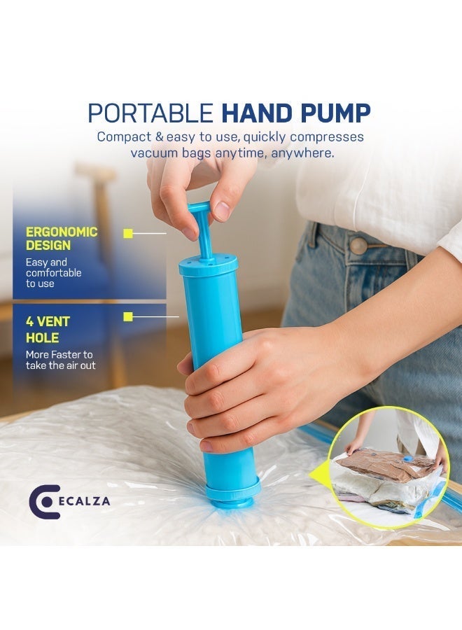 ECALZA Vacuum Storage Bags - Pack of 12 (2Jumbo/4 Large/4 Medium/2 Pumps) Re-usable Travel Compression Storage Bags For Clothes, Comforters & Blankets - Space Saver Bags with Hand Pump - Image 4