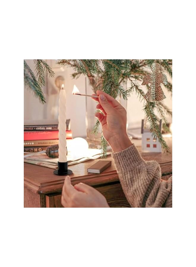 The Bros Taper Candle Holder,4PCS Black Matte Iron Candlestick Holders Table Centerpiece Candlestick Holders Bulk Retro Black Taper Candle Holders for Home Decoration Wedding Anniversary Party Dinner - Image 4