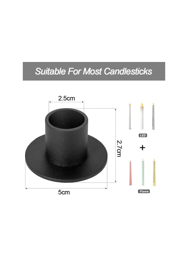 The Bros Taper Candle Holder,4PCS Black Matte Iron Candlestick Holders Table Centerpiece Candlestick Holders Bulk Retro Black Taper Candle Holders for Home Decoration Wedding Anniversary Party Dinner - Image 5