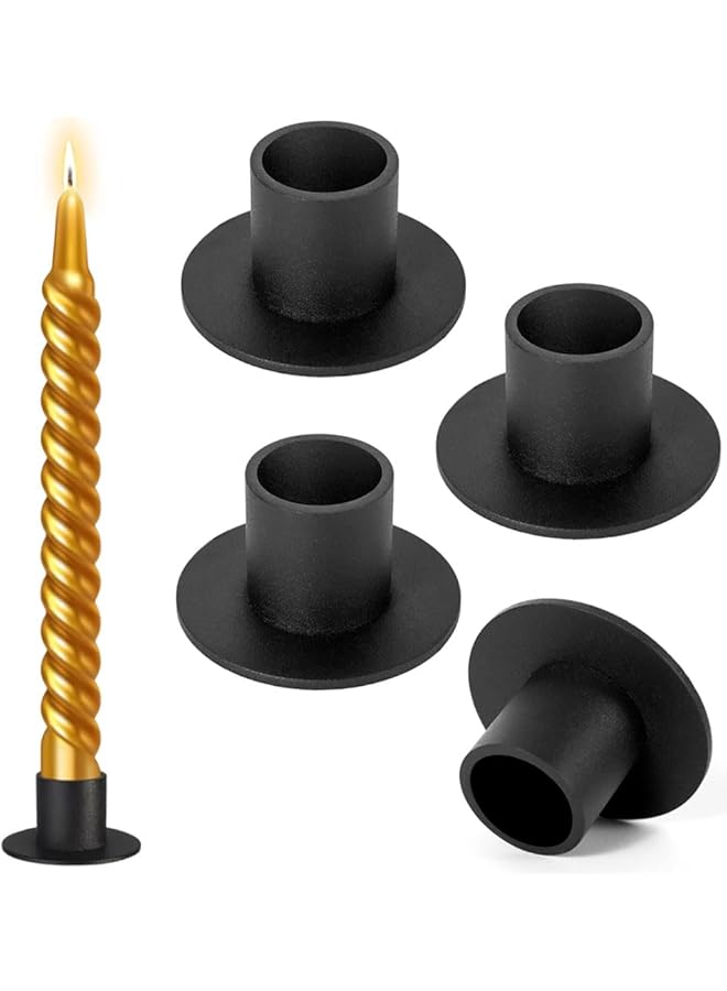 The Bros Taper Candle Holder,4PCS Black Matte Iron Candlestick Holders Table Centerpiece Candlestick Holders Bulk Retro Black Taper Candle Holders for Home Decoration Wedding Anniversary Party Dinner - Image 1