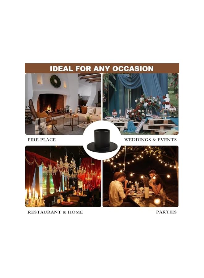 The Bros Taper Candle Holder,4PCS Black Matte Iron Candlestick Holders Table Centerpiece Candlestick Holders Bulk Retro Black Taper Candle Holders for Home Decoration Wedding Anniversary Party Dinner - Image 3