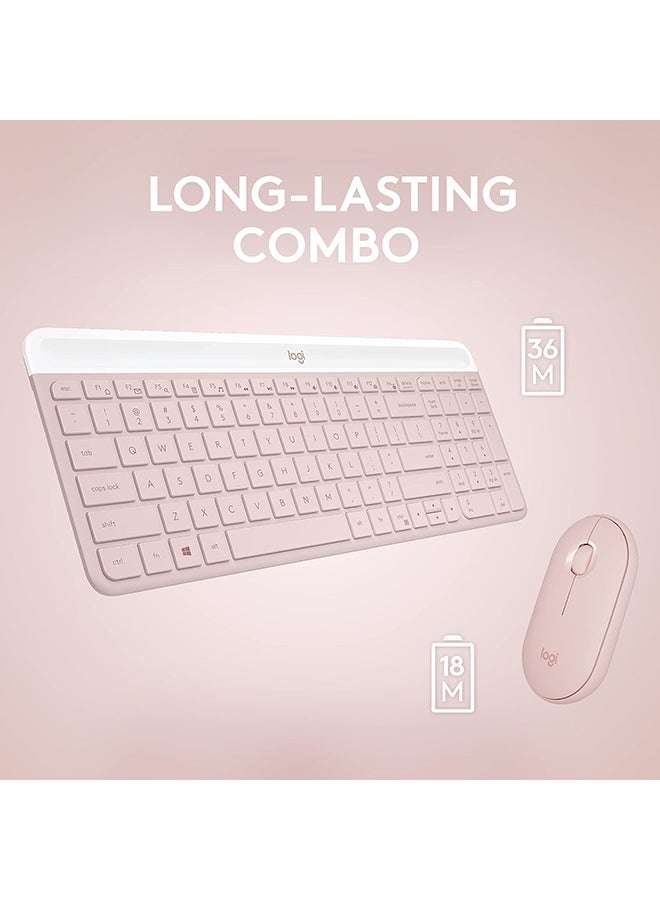 لوجيتيك مجموعة لوحة مفاتيح وفأرة لاسلكية Logitech MK470 نحيفة - تصميم حديث مدمج، هادئة للغاية، مستقبل USB بتردد 2.4 جيجاهرتز، توصيل وتشغيل، متوافقة مع ويندوز، الولايات المتحدة الدولية - وردي - Image 5