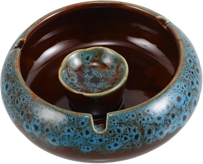 Large Windproof Ceramic Ashtray High Capacity Retro Design for Indoor Outdoor Use - Image 2