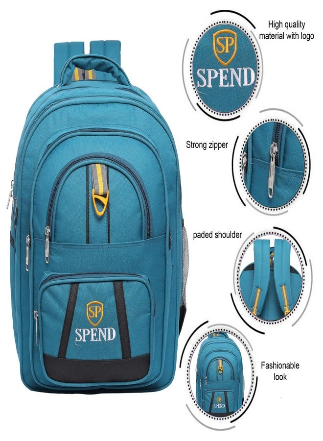 حقيبة ظهر كبيرة متعددة الجيوب سعة 40 لتر من سبيند | حقيبة سفر ومدرسة شديدة التحمل | حقيبة ظهر مقاومة للماء للكمبيوتر المحمول مع جيوب متعددة (أزرق فاتح) - Image 4