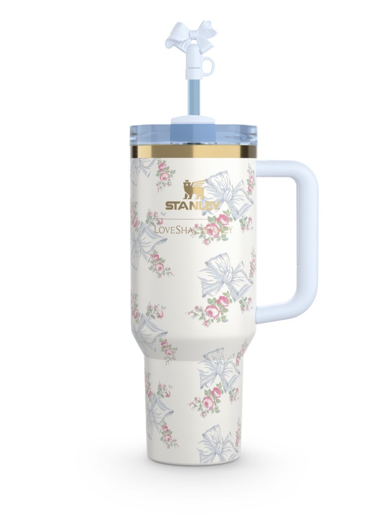 Stanley - The Stanley X LoveShackFancy Holiday Quencher,Stainless Steel Vacuum Insulated Tumbler with Lid and Straw for Water, Iced Tea or Coffee, Smoothie and More 40 OZ - Image 1