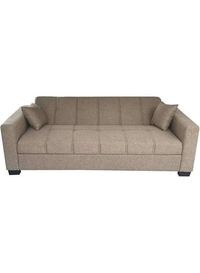 Al Zakharef Furniture Sofa Cum Bed 3 Seater Fabric Sleeper Sofa with Storage, Modern Living Room Sofabed, Beige, W110 x L180 x H75 cm - Image 4