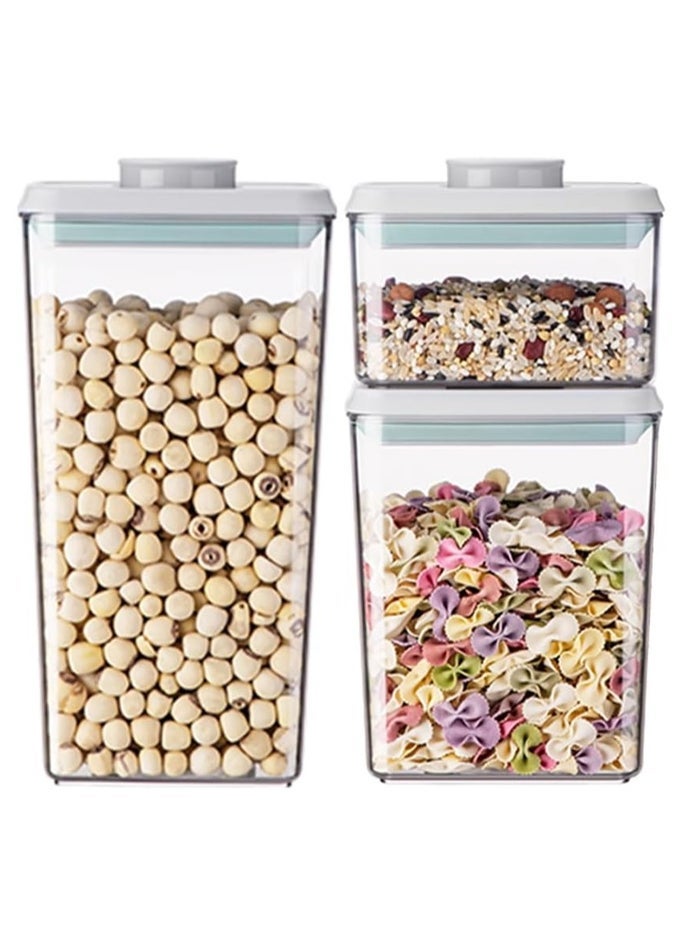 AIRTIGHT PREMIUM FOOD STORAGE CONTAINER SETS WITH LIDS 3 PCS POP CONTAINERS FOR KITCHEN PANTRY ORGANIZATION BPA-FREE STACKABLE KITCHEN STORAGE CONTAINERS FOR CEREAL FLOUR SUGAR 3 SIZES: (1800ML, 1200ML, 500ML)