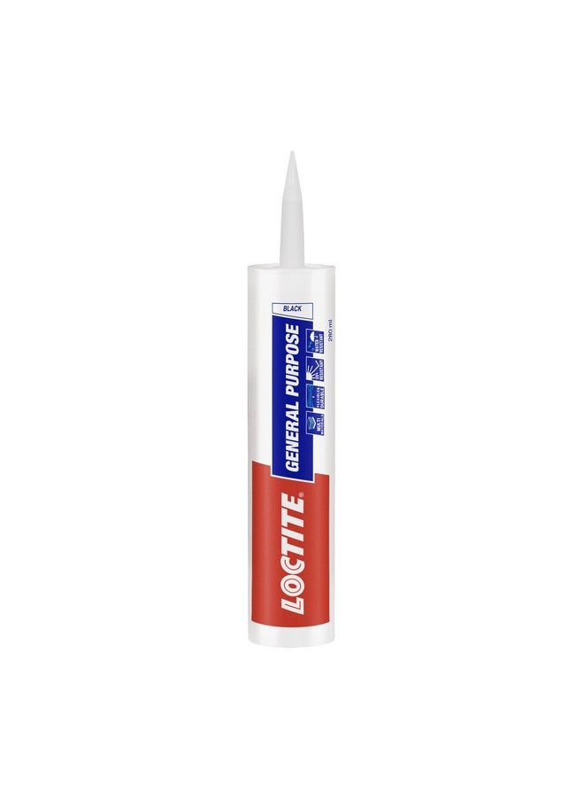 Loctite Loctite General Purpose GP silicone sealant (Black), indoor and outdoor use, waterproofing for floor, walls, roof, silicone adhesive, tiles grout, bathroom, kitchen use, 280 ml  - Image 1