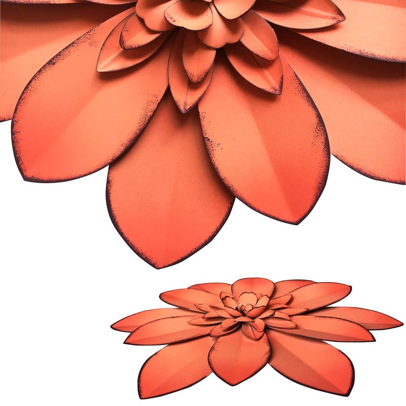 Picfarce Pink Metal Flower Wall Art Decor, 11â€œ Rustic Modern Floral Sculpture, Distressed Hanging Home Decoration Accent Artworks for Indoor Bedroom Living Room Office Outdoor Garden Patio - Image 3