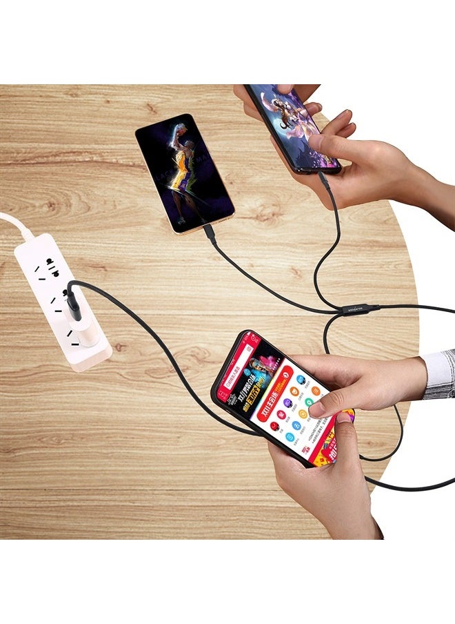 GELRHONR - Multi USB C Splitter Cable，3 in 1 Nylon Braided Charging Cord with 3 Type-C Male Plug, 2.5A,Compatible with Mobile/Android and More （4FT-1.25M） - Image 1