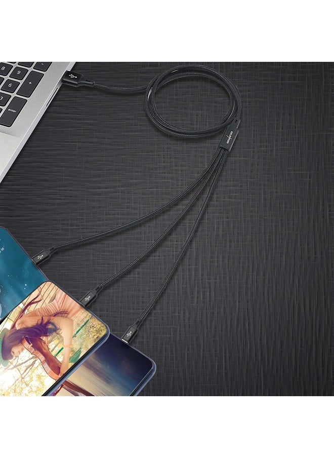 GELRHONR - Multi USB C Splitter Cable，3 in 1 Nylon Braided Charging Cord with 3 Type-C Male Plug, 2.5A,Compatible with Mobile/Android and More （4FT-1.25M） - Image 1
