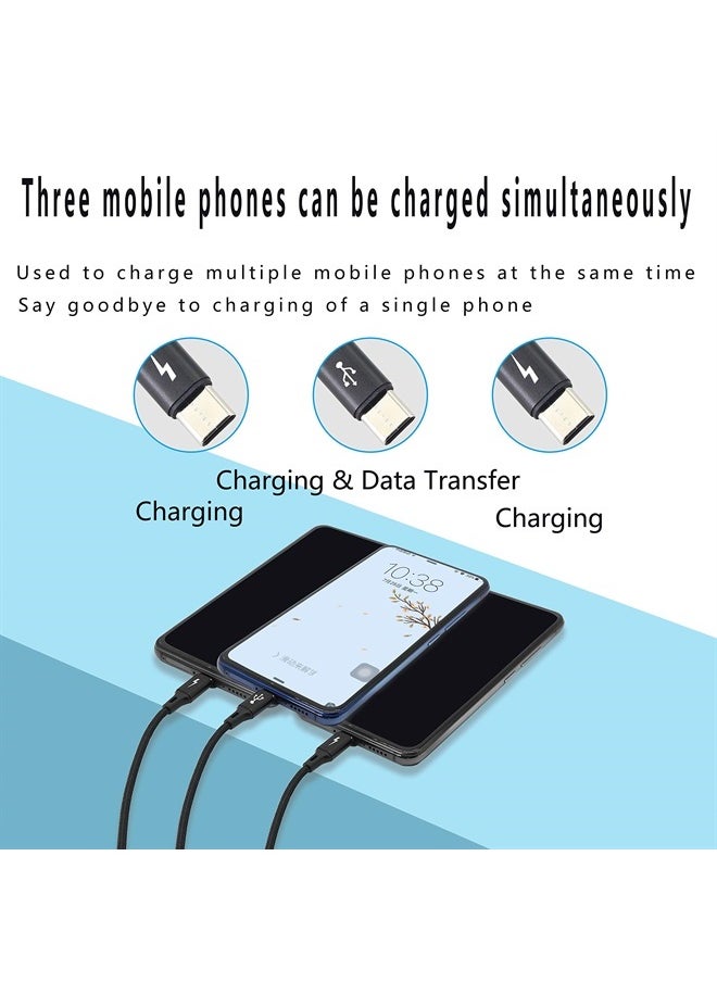 GELRHONR - Multi USB C Splitter Cable，3 in 1 Nylon Braided Charging Cord with 3 Type-C Male Plug, 2.5A,Compatible with Mobile/Android and More （4FT-1.25M） - Image 1
