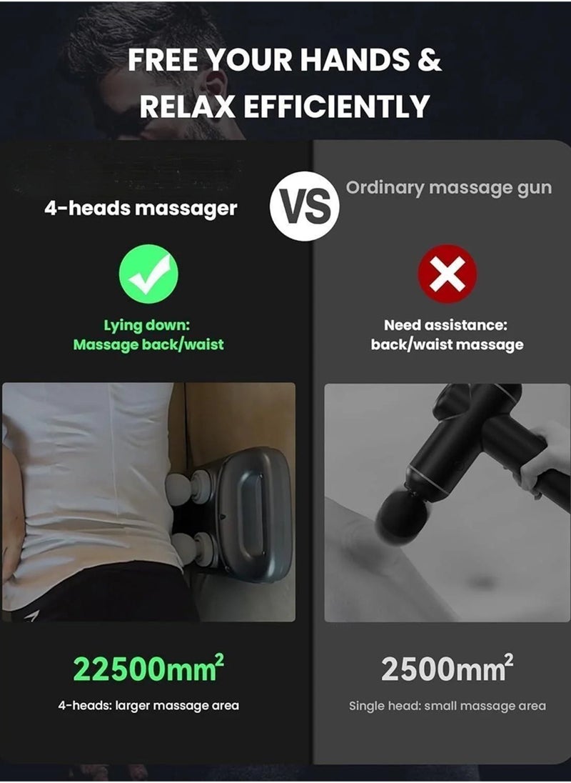 EzzySo - Massage Gun Deep Tissue Percussion Back Massager Handheld Four Heads Massager Gun For Athletes Muscle Fascial Gun For Pain Relief in Body - Image 1