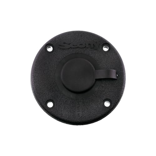 Scotty #344-BK Round Flush Deck Mounting Bracket Black Sealed Bottom with Rain Cap - Image 1