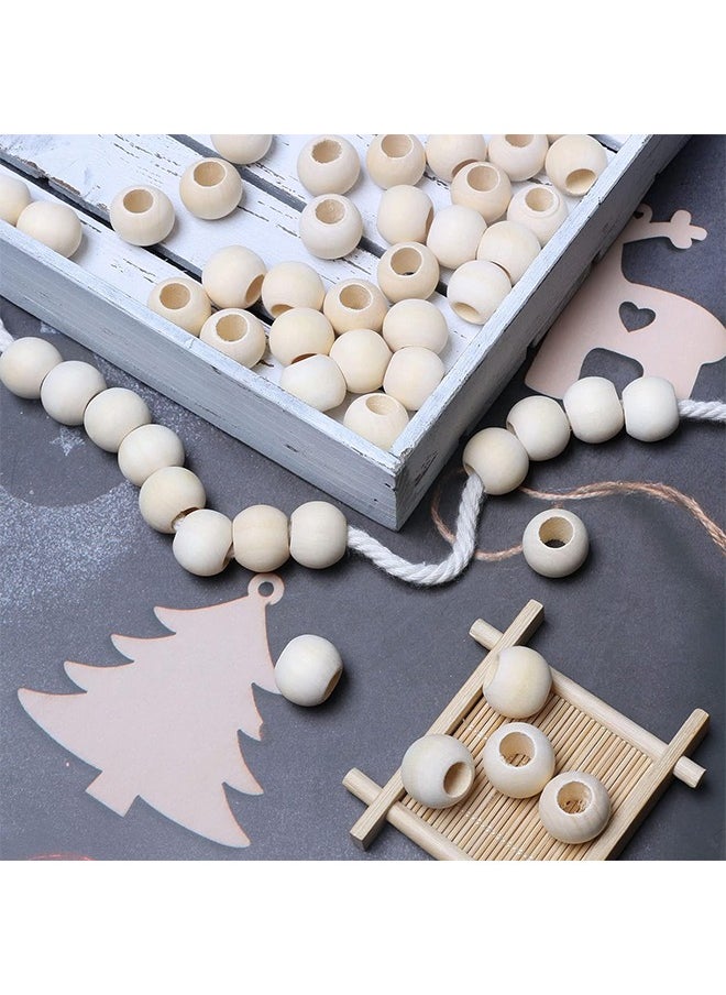 HS - 100 Pack Round Wooden Beads Set For Crafts DIY Handmade Decorations Jewellery Making, Traditional Crafts Beading Garland Farmhouse Decor Jewelry Making, 20MM Hole 10MM - Image 1