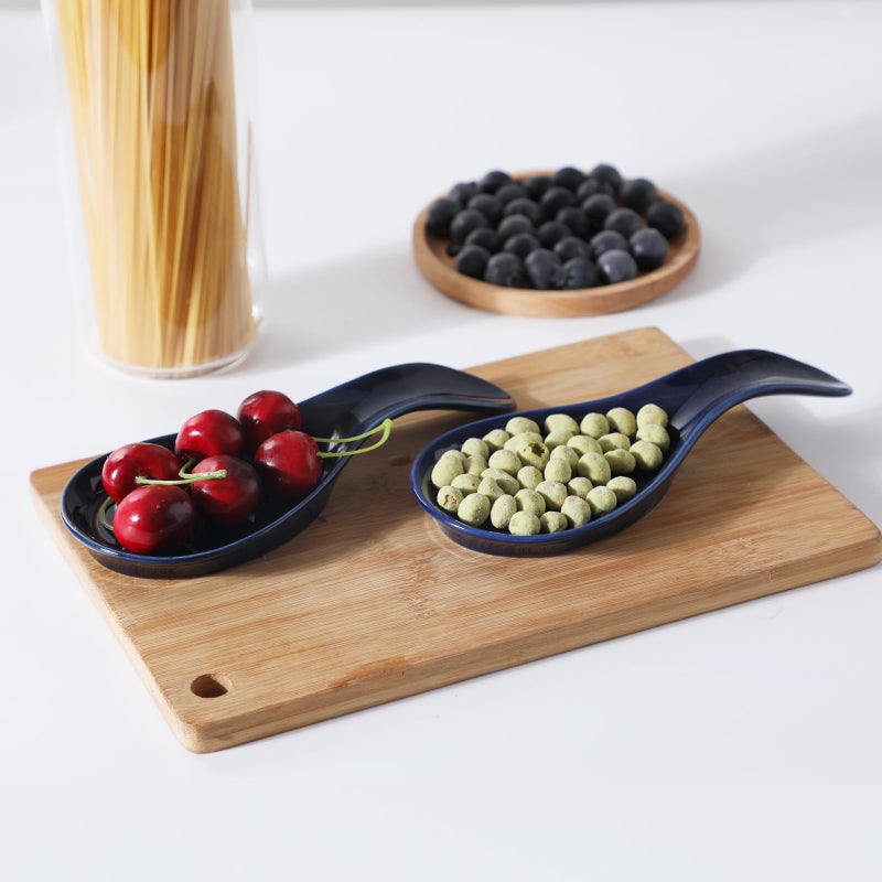 Gdcz Porcelain Spoon Rest - Large Spoon Holder Utensil Rest For Kitchen Counter Stove Top  Navy - Image 3
