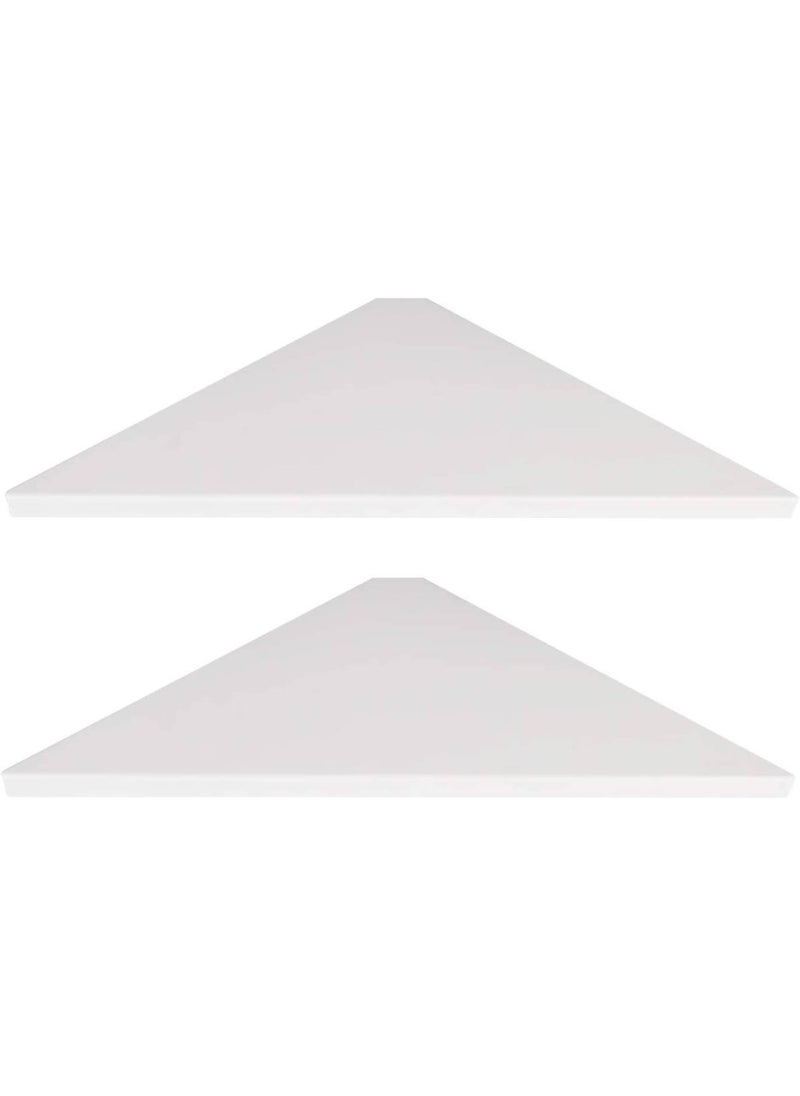Corner Mounting Shelf Easy to Install Wall Corner Shelf Set of 2 White Wood Striped with Hole Pattern