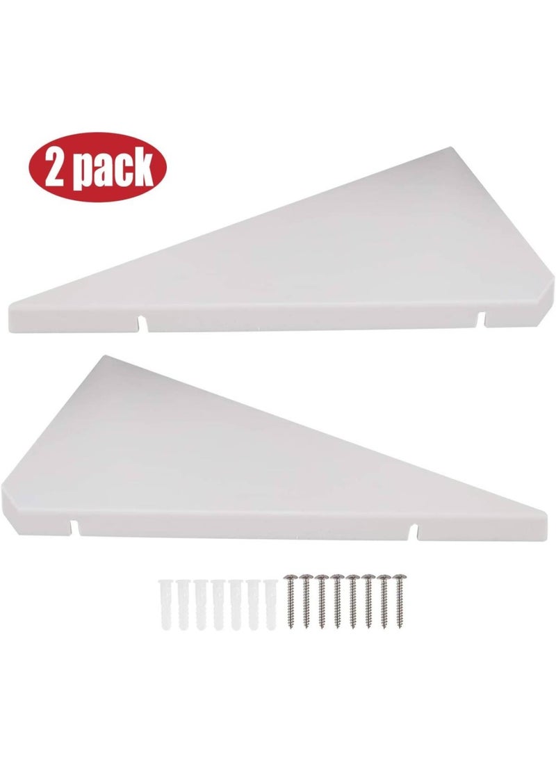 Corner Mounting Shelf Easy to Install Wall Corner Shelf Set of 2 White Wood Striped with Hole Pattern