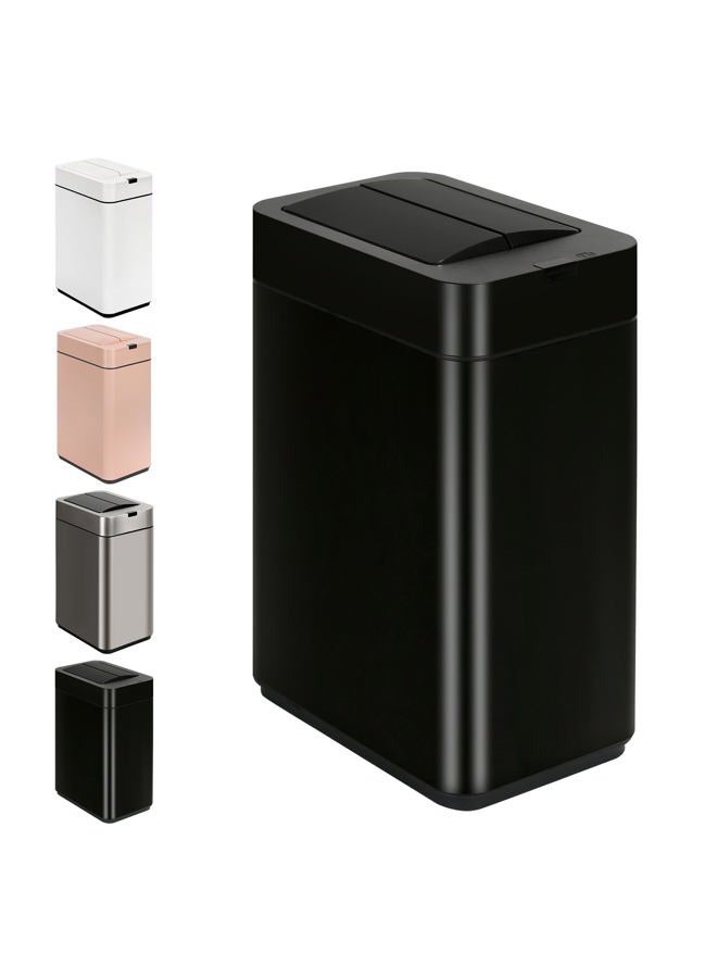 SYNCVIBE Trash Can with Lid Motion Sensor 2.6 Gallon Rectangular Automatic Garbage Can, Stainless Steel Trash Bin, Slim Waterproof Garbage Bin, Wastebaskets with Lid Soft Close for Bathroom, Black - Image 1