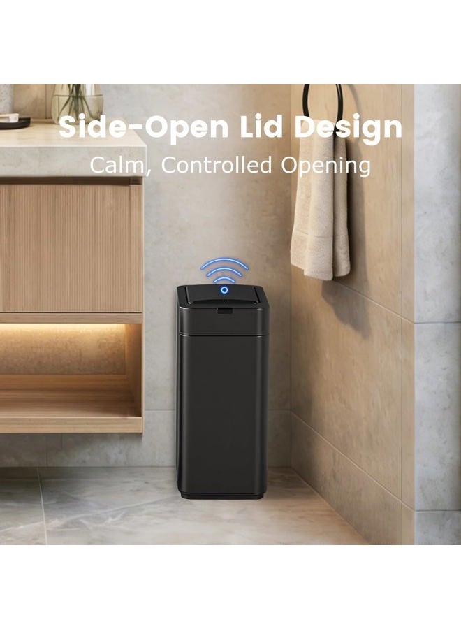 SYNCVIBE Trash Can with Lid Motion Sensor 2.6 Gallon Rectangular Automatic Garbage Can, Stainless Steel Trash Bin, Slim Waterproof Garbage Bin, Wastebaskets with Lid Soft Close for Bathroom, Black - Image 3